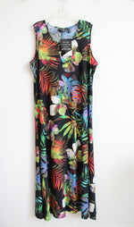 NEW Attitudes BY Renee Black Tropical Colorful Print Maxi Dress | 2X
