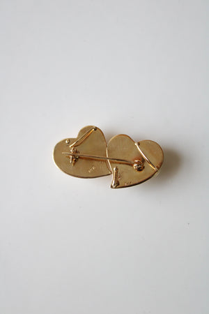 Two Heart Yellow 14KT Gold Pin