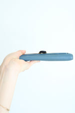 Coach Tabby Pebble Leather Dusty Blue Long Wallet