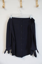 NEW Banana Republic Navy Button Down Back Off The Shoulder Top | S