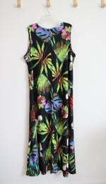 NEW Attitudes BY Renee Black Tropical Colorful Print Maxi Dress | 2X