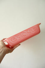 Vintage Pyrex Pink Scroll 575B 2 Quart Casserole Baking Dish