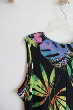 NEW Attitudes BY Renee Black Tropical Colorful Print Maxi Dress | 2X