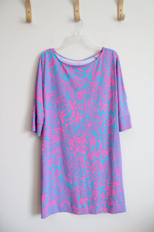 Lilly Pulitzer Pink & Blue Patterned Braedyn Dress | M
