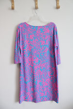 Lilly Pulitzer Pink & Blue Patterned Braedyn Dress | M