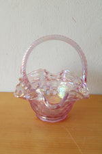 Fenton Pink Carnival Glass Woven Basket