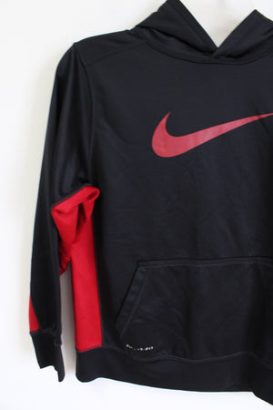 Nike Therma-Fit Black Red Fleece Lined Hoodie Youth L (14/16)