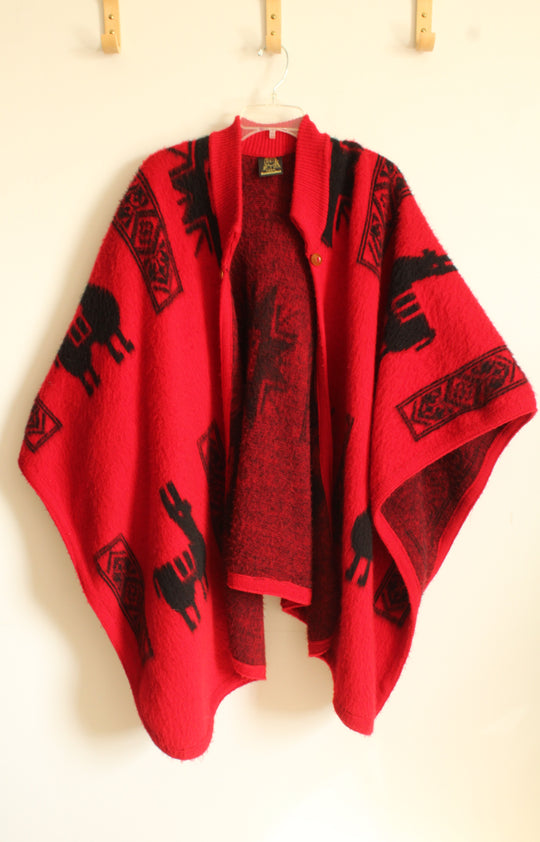 Tejidos Red Wool & Angora Thick Knit Poncho
