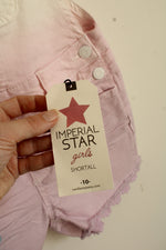 NEW Imperial Star Girls White to Pink Ombre Denim Shorts Overalls with Lace | 10