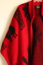 Tejidos Red Wool & Angora Thick Knit Poncho