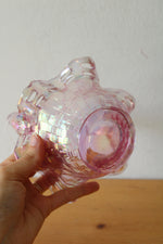 Fenton Pink Carnival Glass Woven Basket