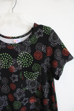 LuLaRoe Black Colorful Fireworks Floral Dress | L
