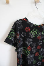 LuLaRoe Black Colorful Fireworks Floral Dress | L