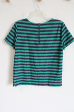 Banana Republic Green & Blue Striped Top | M