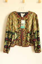 NEW Adrianna Papell Evening Silk Beaded Jacket | L