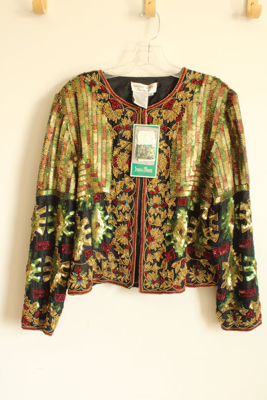 NEW Adrianna Papell Evening Silk Beaded Jacket | L