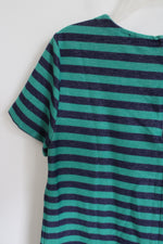 Banana Republic Green & Blue Striped Top | M