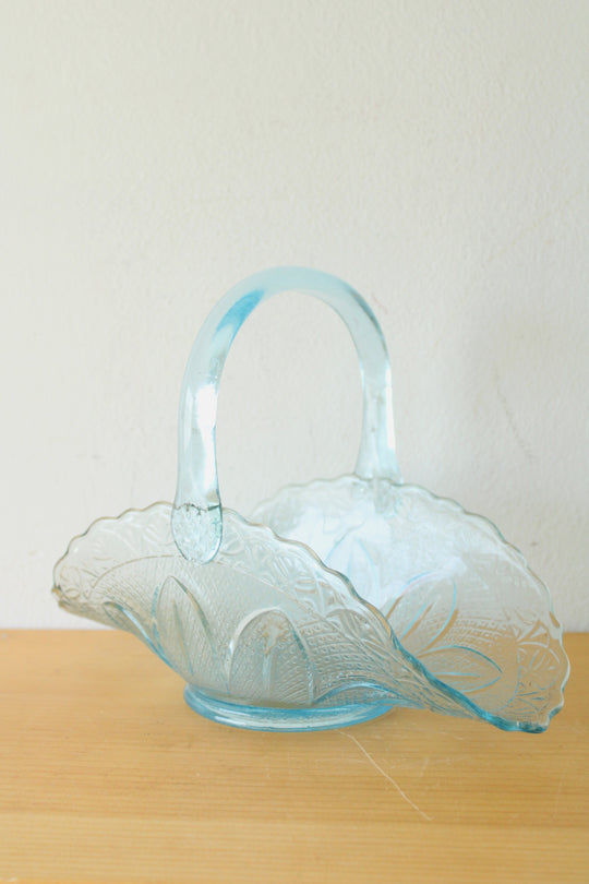 Princess House Fine Handcrafted Glassware Blue Basket