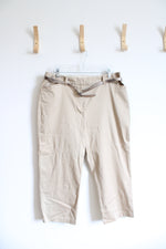 NEW Covington Tan Khaki Belted Capri Pants | 12