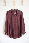 NEW Torrid Burgundy Satin Button Down Top | 6 (6X)