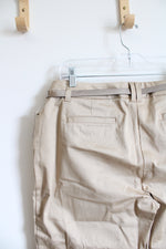 NEW Covington Tan Khaki Belted Capri Pants | 12