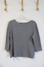 Talbots Black & White Patterned 3/4 Sleeve Top | L Petite