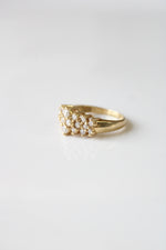 Cubic Zirconia Cluster 14KT Yellow Gold Ring | Size 8