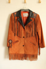 Lariat Brown Leather Tassel Jacket | L