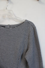 Talbots Black & White Patterned 3/4 Sleeve Top | L Petite
