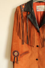 Lariat Brown Leather Tassel Jacket | L