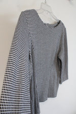 Talbots Black & White Patterned 3/4 Sleeve Top | L Petite
