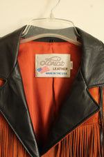 Lariat Brown Leather Tassel Jacket | L