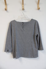 Talbots Black & White Patterned 3/4 Sleeve Top | L Petite