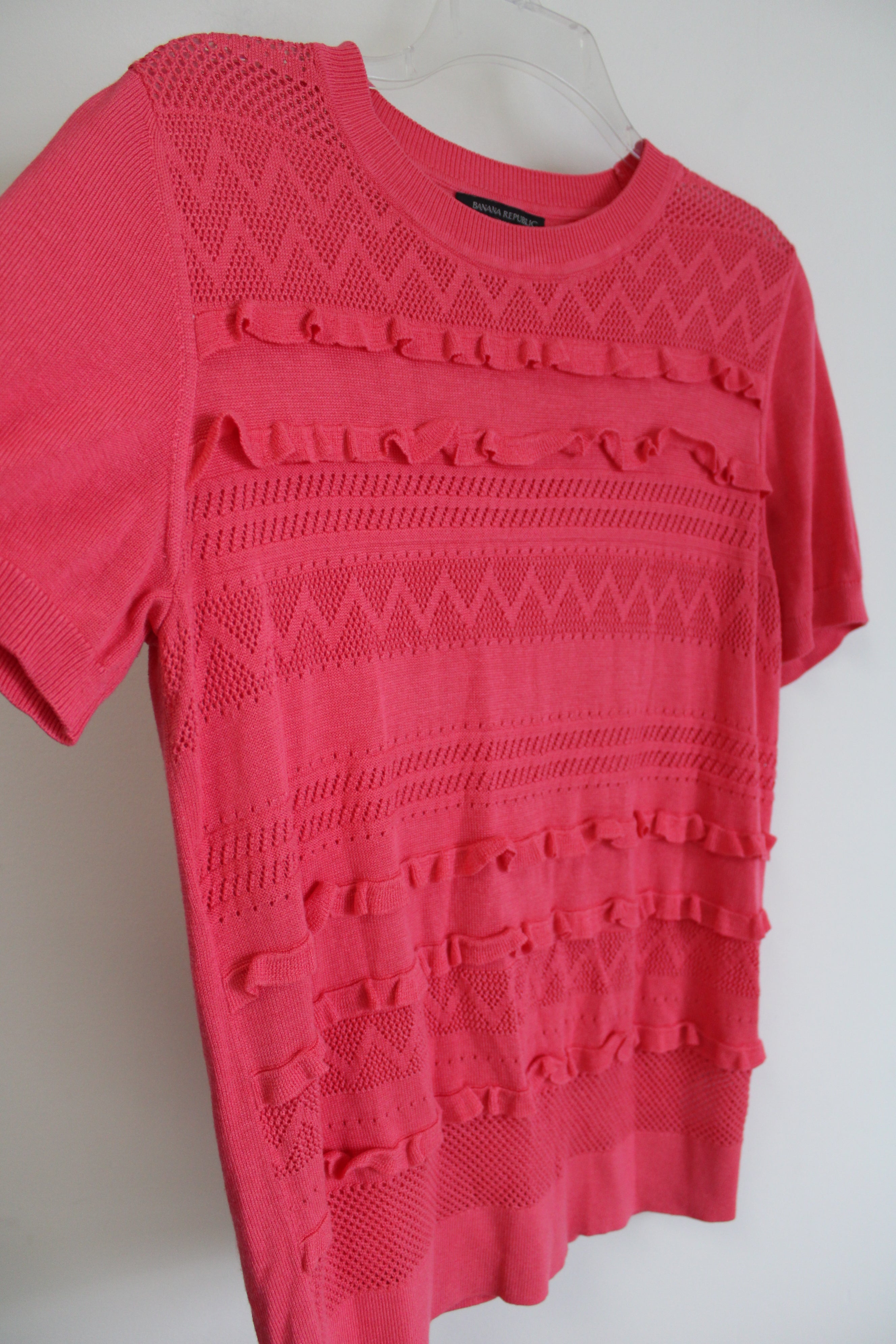 Banana Republuc Bubblegum Pink Knit Short Sleeved Sweater | L