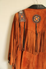 Lariat Brown Leather Tassel Jacket | L