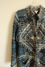 J.Jill Wool Blend Thick Knit Western Style Long Cardigan | S