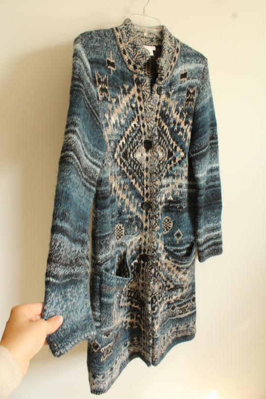 J.Jill Wool Blend Thick Knit Western Style Long Cardigan | S