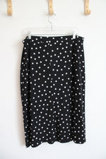 Kasper Black & White Polka Dot Skirt | XL