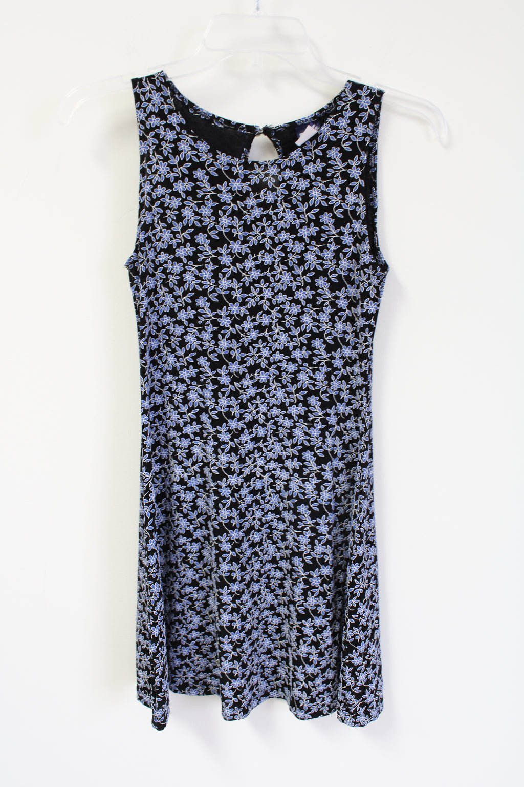 Vintage Assa Black Blue Floral Swing Dress | S