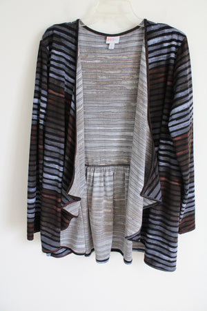 LuLaRoe Blue Black Striped Cardigan | XL