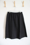 NEW Eileen Fisher Black Quilted Silk A-Line Midi Skirt | L