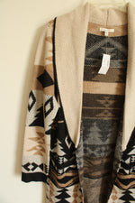 NEW Maurices Aztec Patterned Black & Tan Long Cardigan | M