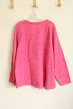 NEW St. John's Bay Pink Fleece Long sleeve V-neck Shirt | 3XL