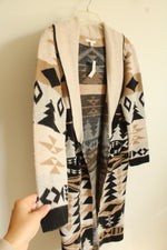 NEW Maurices Aztec Patterned Black & Tan Long Cardigan | M
