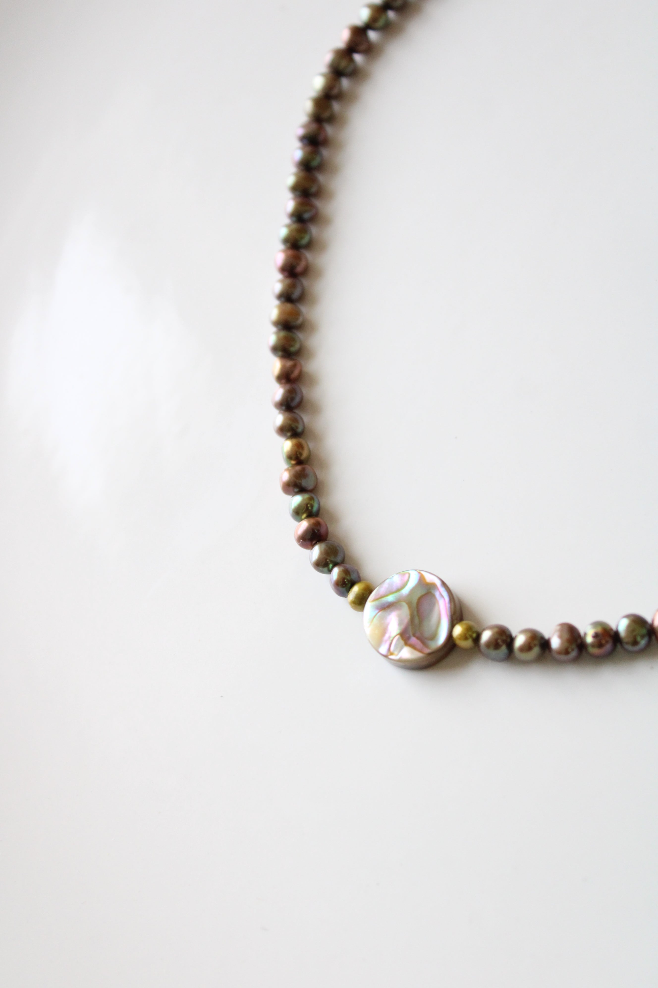 Multi-Color Genuine Pearl Abalone Pendant Necklace