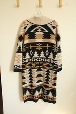 NEW Maurices Aztec Patterned Black & Tan Long Cardigan | M