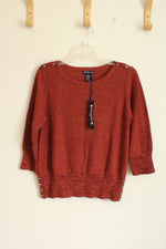 NEW Architect Rust 3/4 Sleeve Cotton Sweater with Buttons | XL-P