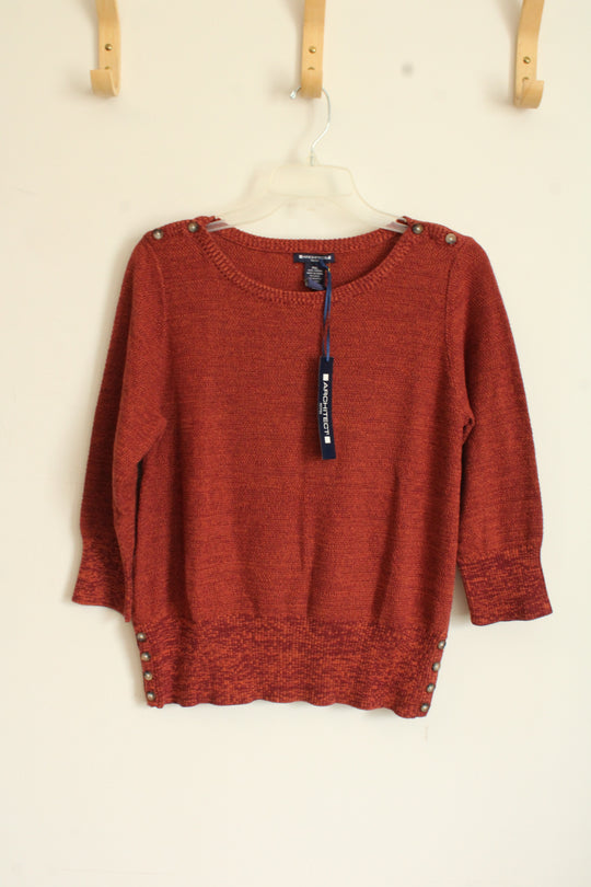 NEW Architect Rust 3/4 Sleeve Cotton Sweater with Buttons | XL-P