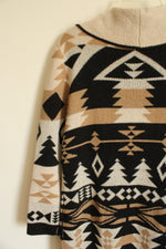 NEW Maurices Aztec Patterned Black & Tan Long Cardigan | M