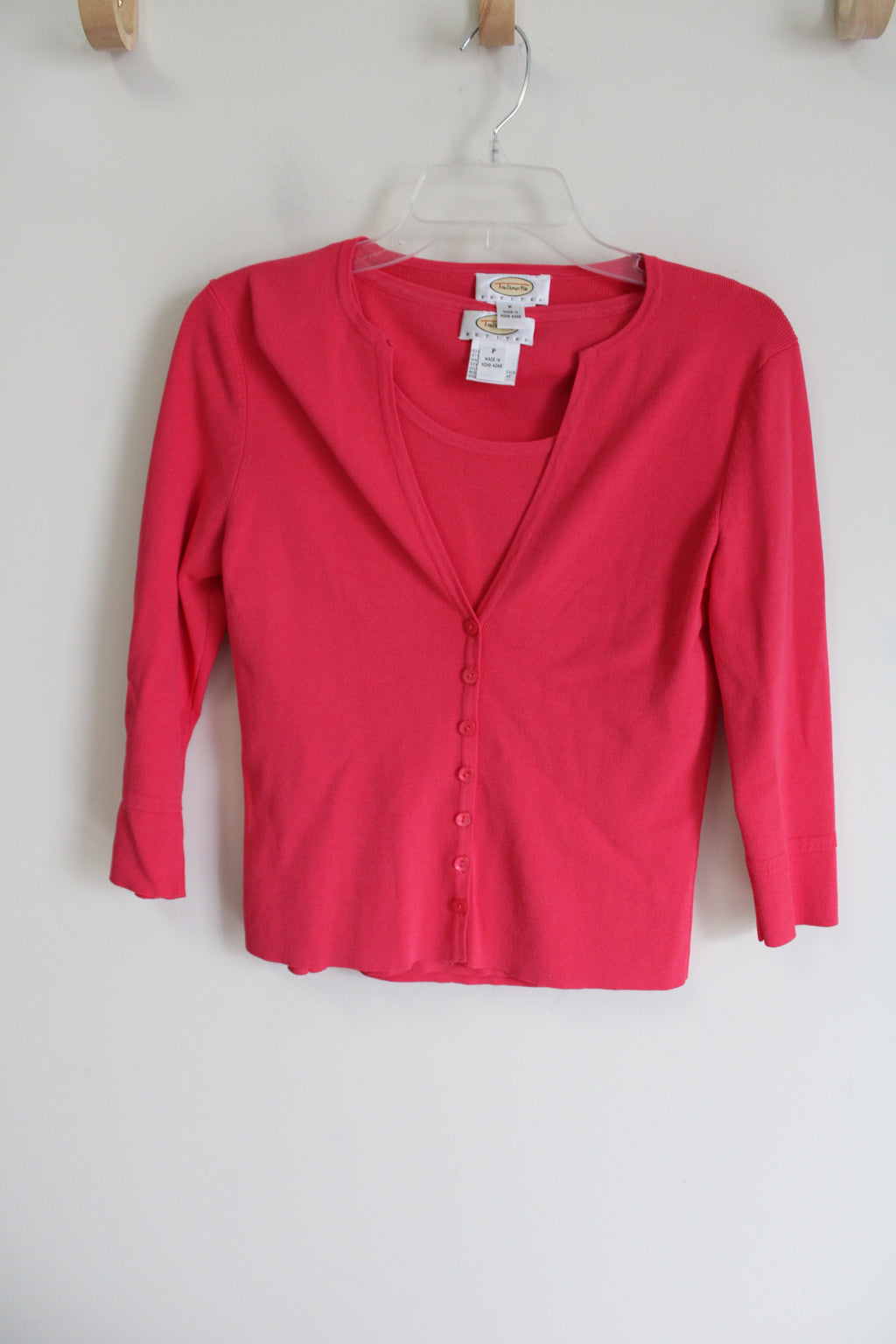 Talbots 2 Piece Tank & Cardigan Bubblegum Pink Set | Petite
